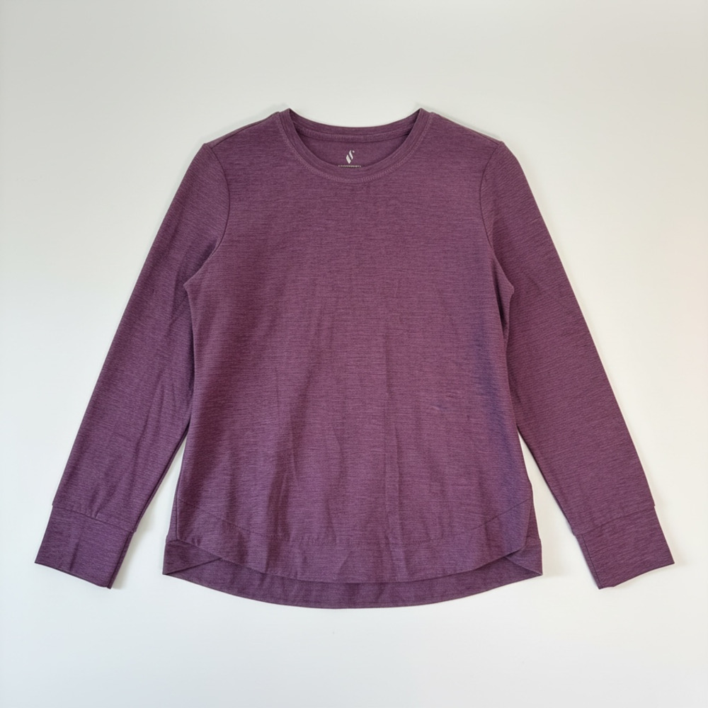 Skechers Los Angeles Long Sleeve Tunic Top Size S Purple Heathered Active Shirt